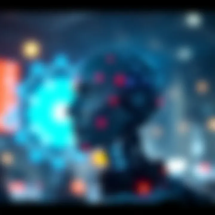 Visual depiction of AI integrating with blockchain technologies