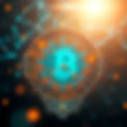 Futuristic representation of cryptocurrency and blockchain technology