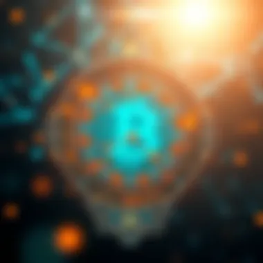 The Nexus of AI and Blockchain Futuristic representation of cryptocurrency and blockchain technology