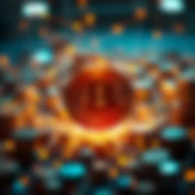 A visual representation of blockchain technology interacting with cryptocurrency ecosystems