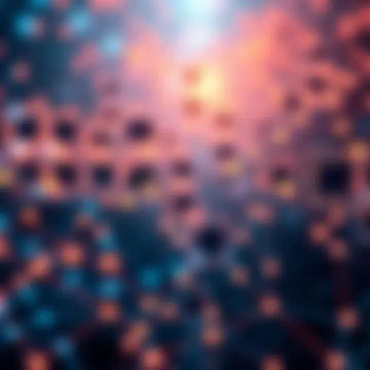 A visually striking graphic representation of blockchain networks and transactions