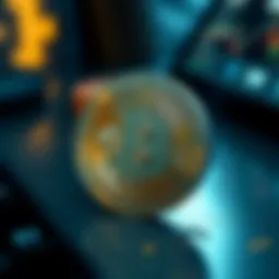 Symbol of cryptocurrency representing digital assets