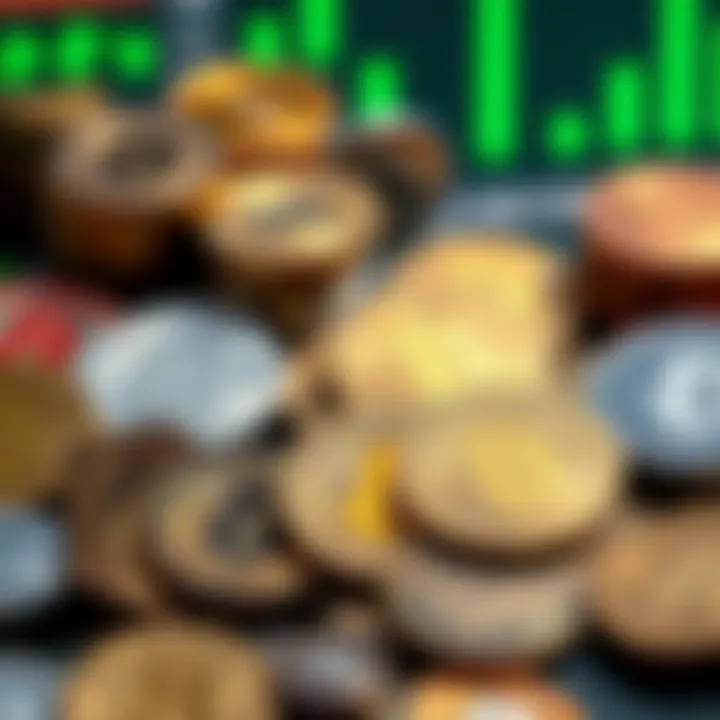 Diverse Cryptocurrencies Diverse range of cryptocurrencies on display