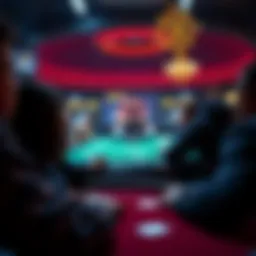 A digital representation of blockchain technology in action