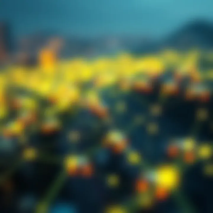 Blockchain network illustration showing connectivity