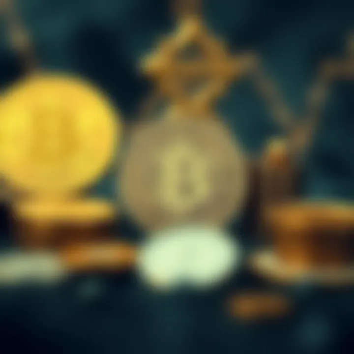 A conceptual image depicting various investment strategies within the cryptocurrency space