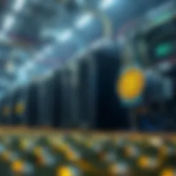 Visual representation of cryptocurrency mining and blockchain technology