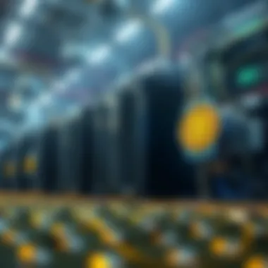 Visual representation of cryptocurrency mining and blockchain technology