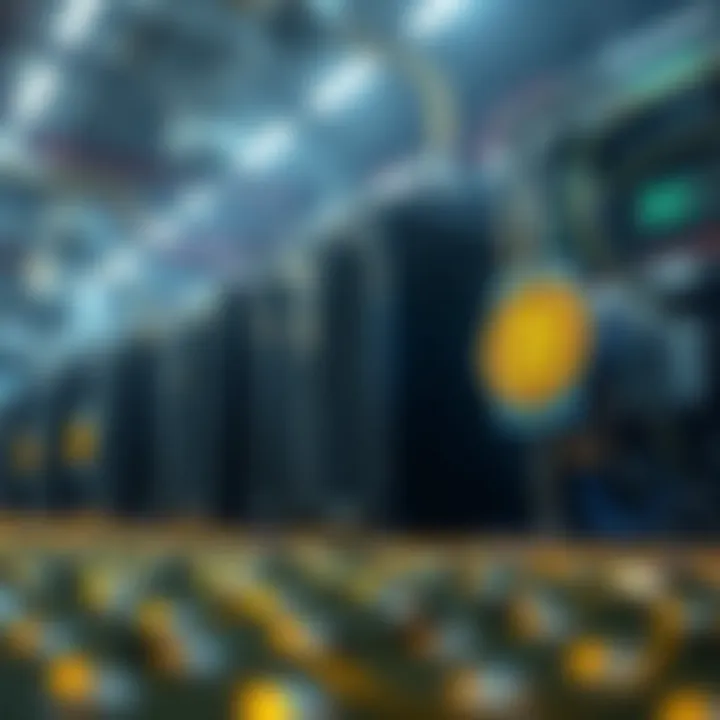 Visual representation of cryptocurrency mining and blockchain technology