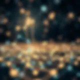 An abstract representation of blockchain technology showcasing interconnected nodes and data flow.