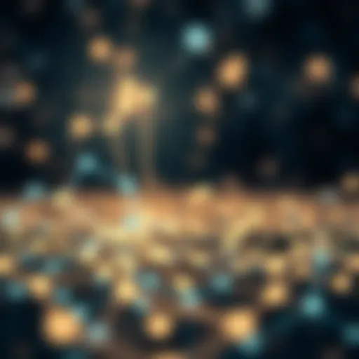 An abstract representation of blockchain technology showcasing interconnected nodes and data flow.