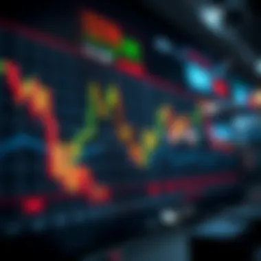 A dynamic visualization of market volatility with fluctuating charts and critical analysis.