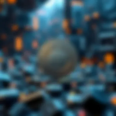 D2T Coin in Blockchain Environment Visual representation of the D2T coin in a futuristic blockchain ecosystem