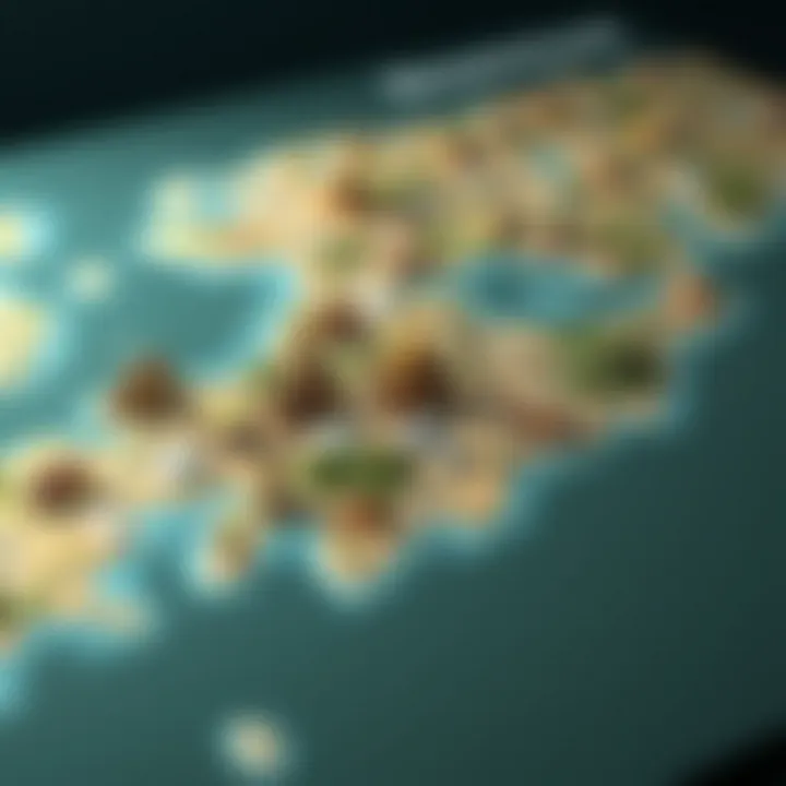 Map displaying the evolution of Decentraland's development.