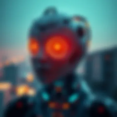 A futuristic depiction of ethical challenges in AI technology