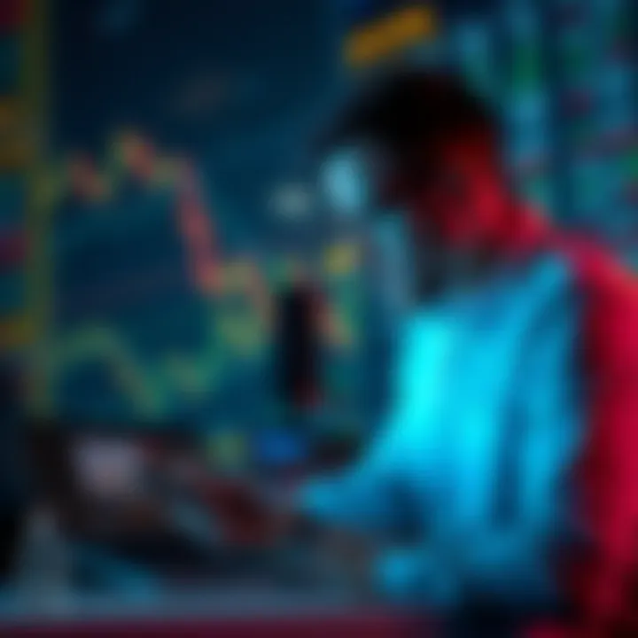 Investor analyzing cryptocurrency market data