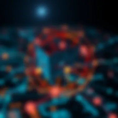 Visual representation of blockchain connectivity and transactions