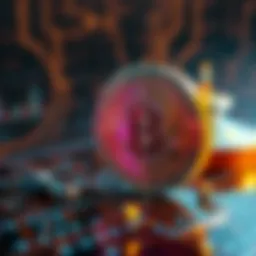 Conceptual representation of numerical encryption in cryptocurrency