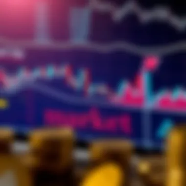 A conceptual graphic representing market trends in cryptocurrency