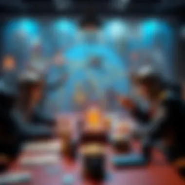 A strategic planning session depicted through game elements