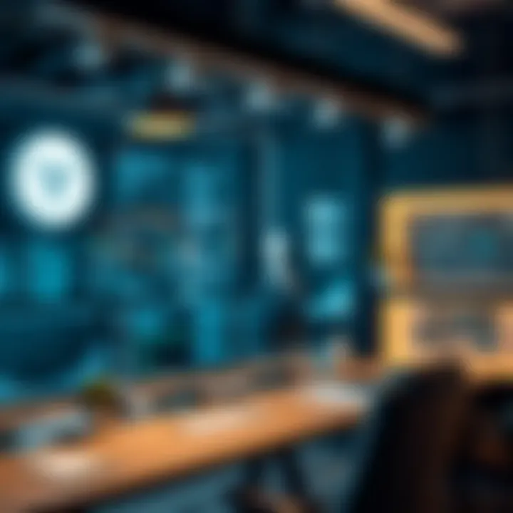 A modern workspace showcasing blockchain technology tools and resources